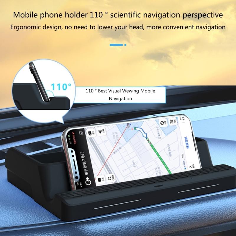Multifunctional Non Slip Car Dashboard Phone Mount Holder Rack with Parking Number Plate Organizer Storage Box Container