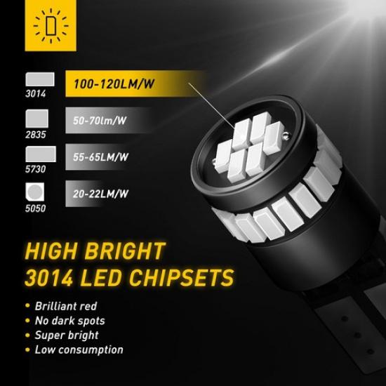 W5W 2825 LED Red Trunk Light T10 Dome Door Interior Map License Plate Light 2X