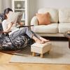 Aibiju Linen Fabric Ottoman with Low Storage Stool with Natural Wood Footstool with Weight Capacity Suitable for Living and Under-Desk Footstool,