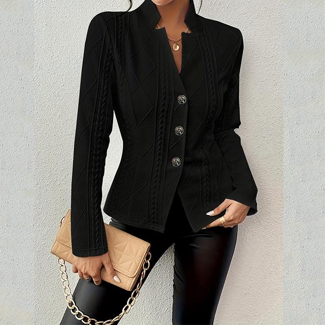 Women Blazer Jacket Suit Coat Single Breasted Stand Collar Slim Outerwear Temperament Office Lady Spring Vintage Tops