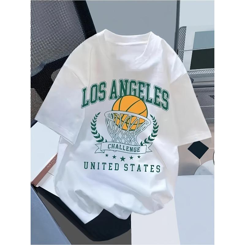 European sizes Breathable Fabric | Los Angeles Basketball Challenge Graphic Tee - Style, Short Sleeve, Machine Washable