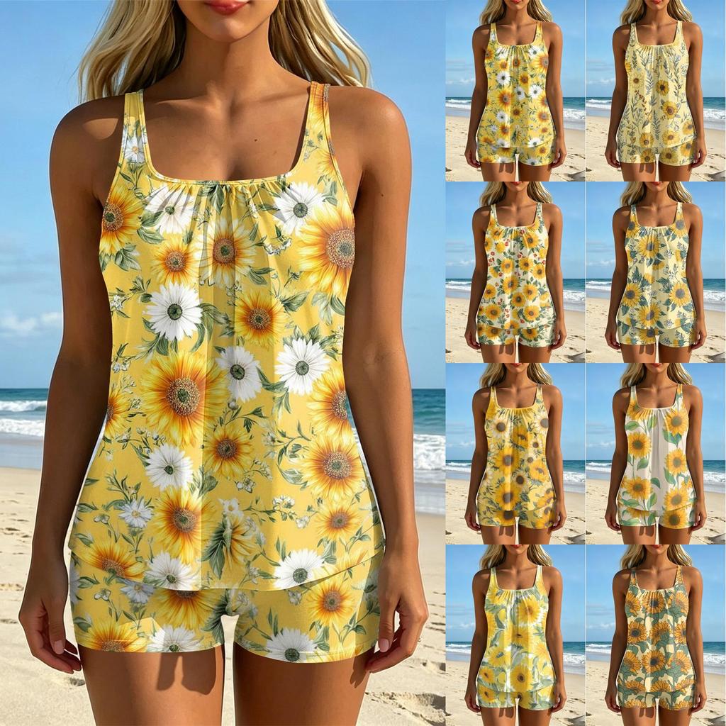 Women's Printed Split Swimsuit Sport Swimsuit Two-Piece Set