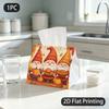 1pc Tissue Box, Cartoon Autumn Gnomes Harvest Warm Joy Pattern, 2D Flat Printing, Dust Blocking, Foldable, Tissue Organizer, for Bathrooms