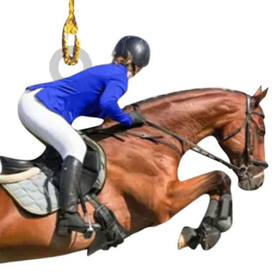 Yousheng 2Pcs Christmas Ornament Acrylic Riding Design Christmas Tree Pendant Holiday Home Decor Car Interior Decoration