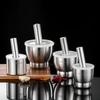 Mortar And Pestle Stainless Steel Spice Grinder Pill Crusher With Lid Ergonomic Grip For Crushing Grinding