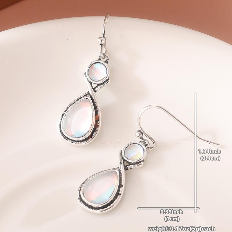 Rainbow Moonstone Earrings Irridescent Zircon, Dangly Earrings, Wedding Jewelry