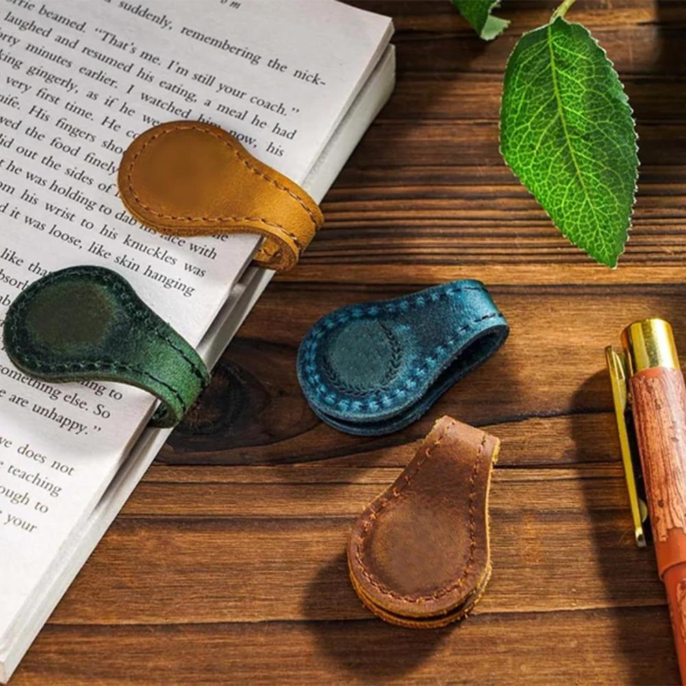 Magnetic Bookmark PU Leather Book Marker Clip Vintage Notebook Marker DIY Bookmarks for Men Women