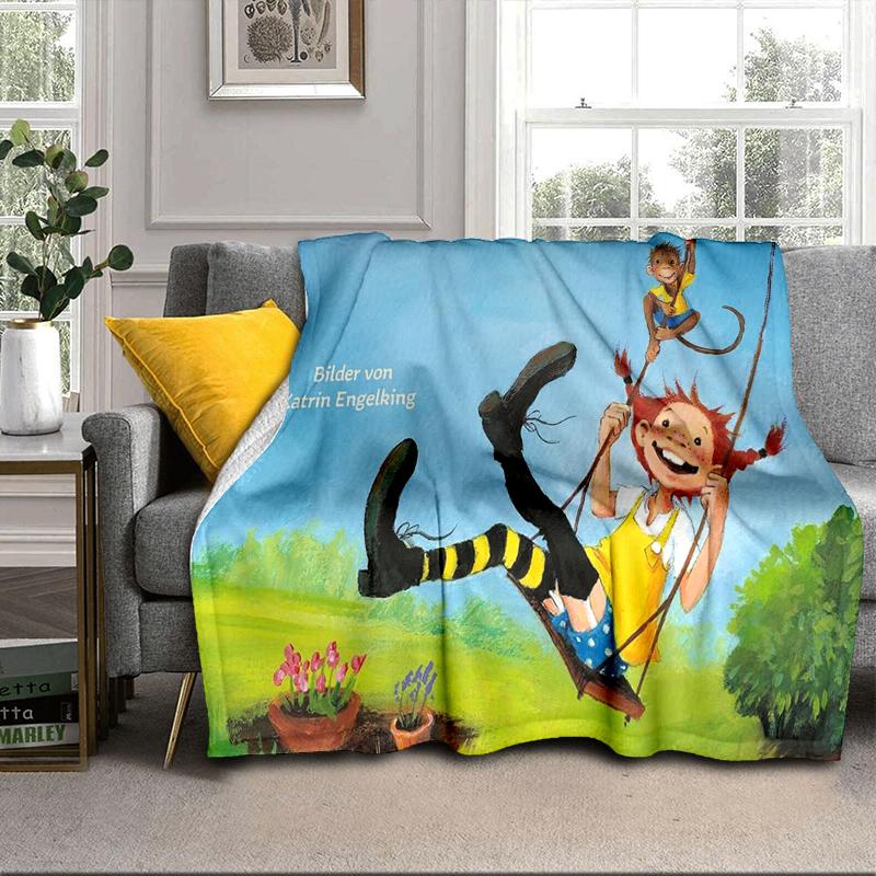 Pi-ppi And Horse Friendship Blanket Flannel Blanket for bed, sofa, Camping, Hiking, Picnic Essentials, gift for family Fan gifts