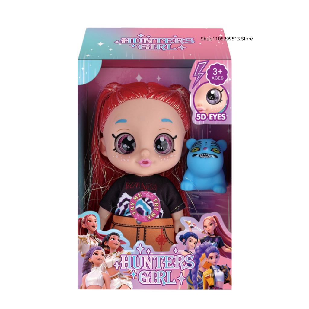 Kpop Hunters Girl Rumi Vinyl Doll Cartoon 7 Inch 5D Eyes Movable Joints With Movie Theme Song Toy For Fan Collection Kids Gift