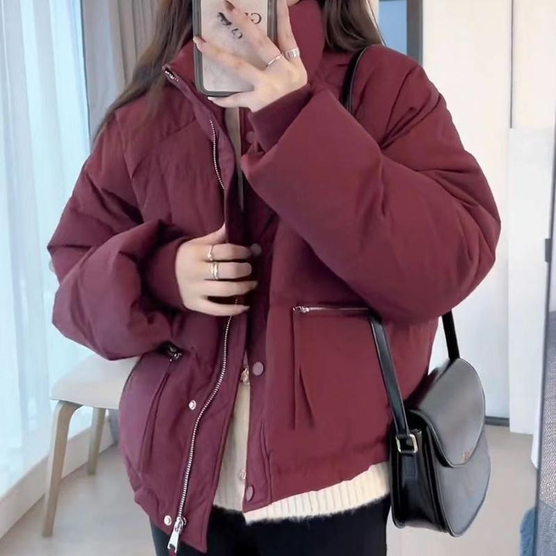 Women's Korean Style Short Down Cotton Jacket Versatile Stand Collar Thickened Puffer Coat Trendy Cotton Outerwear