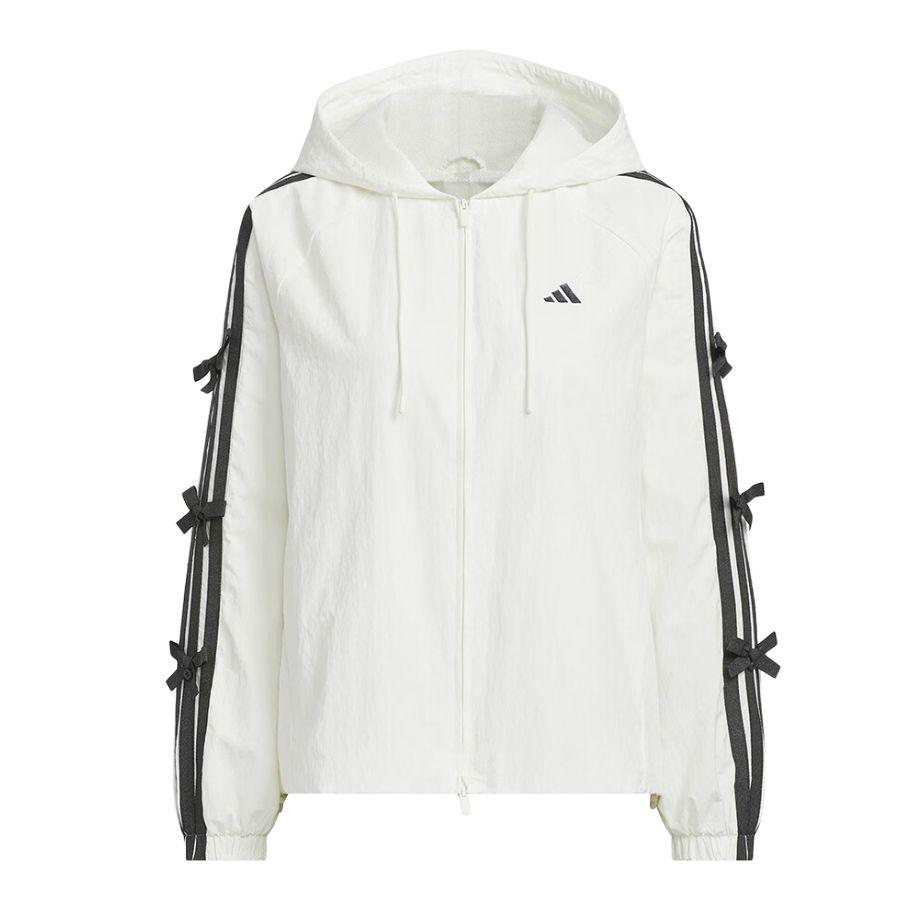 

adidas Women s Dance Woven Windbreaker Hooded Jacket White Women KR7602 S