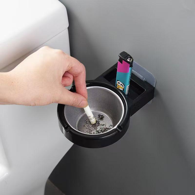 1pcs Creative Wall Mounted Toilet Shape Ashtray With Lid Novelty High-end Ashtray Stainless Steel Ashtray Suitable for Home Livi