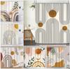 Abstract Bohemian Shower Curtain Medieval Arch Sun Leaf Modern Minimalist Aesthetic Line Geometric Decorative Shower Curtain
