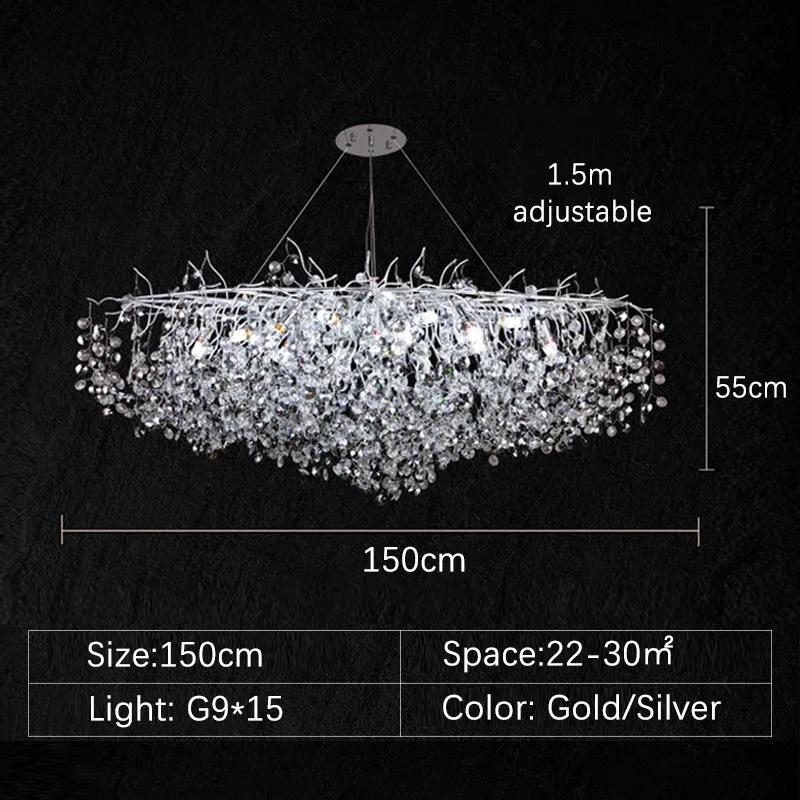 Minimalist LED Ceiling Chandelier Luxury Interior Decor Crystal Pendant Lamp for Living Dining Room Gold Silver Lighting Fixture