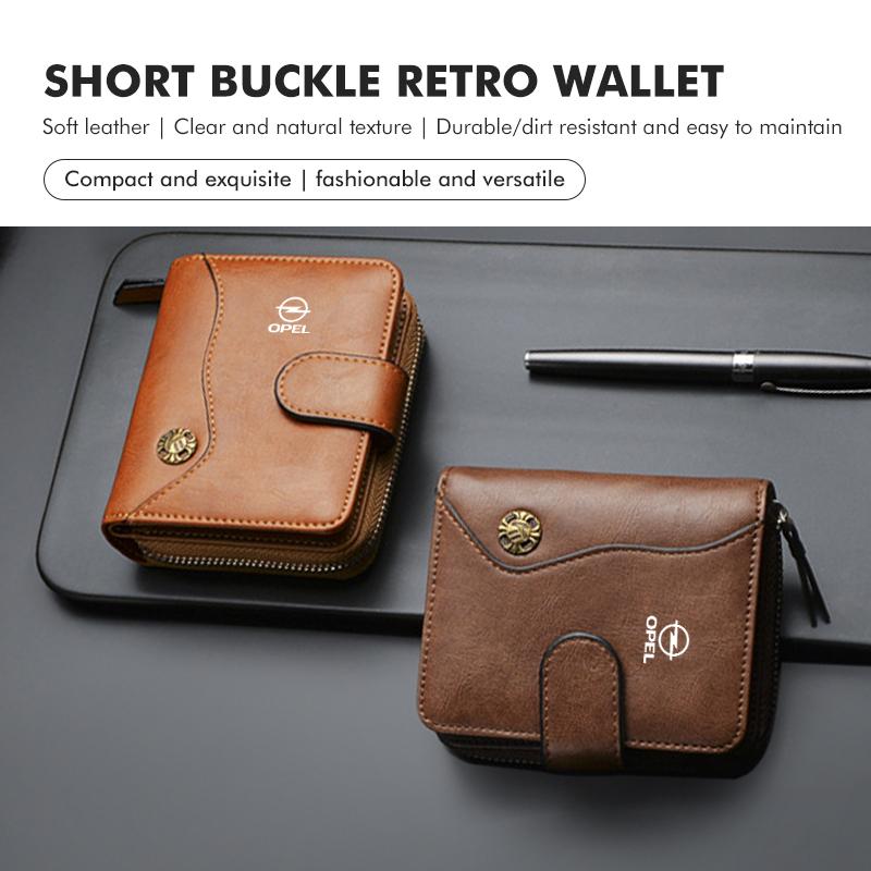 Custom Men's Short Buckle Wallet Money Purse Key Card Pounch For Opel Insignia Corsa Zafira Mokka Grandland Antara Ampera