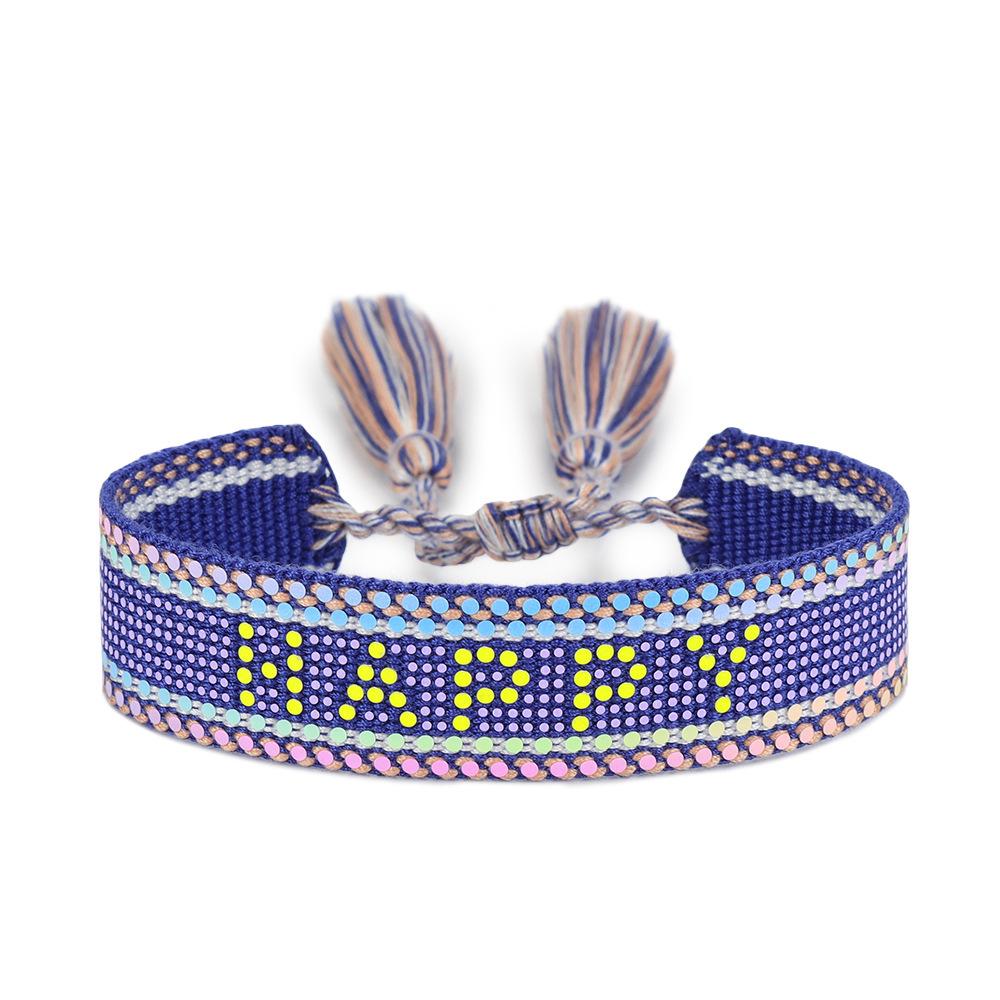 Handmade Gradient Sequin Bracelet with Creative Letter Design for Women