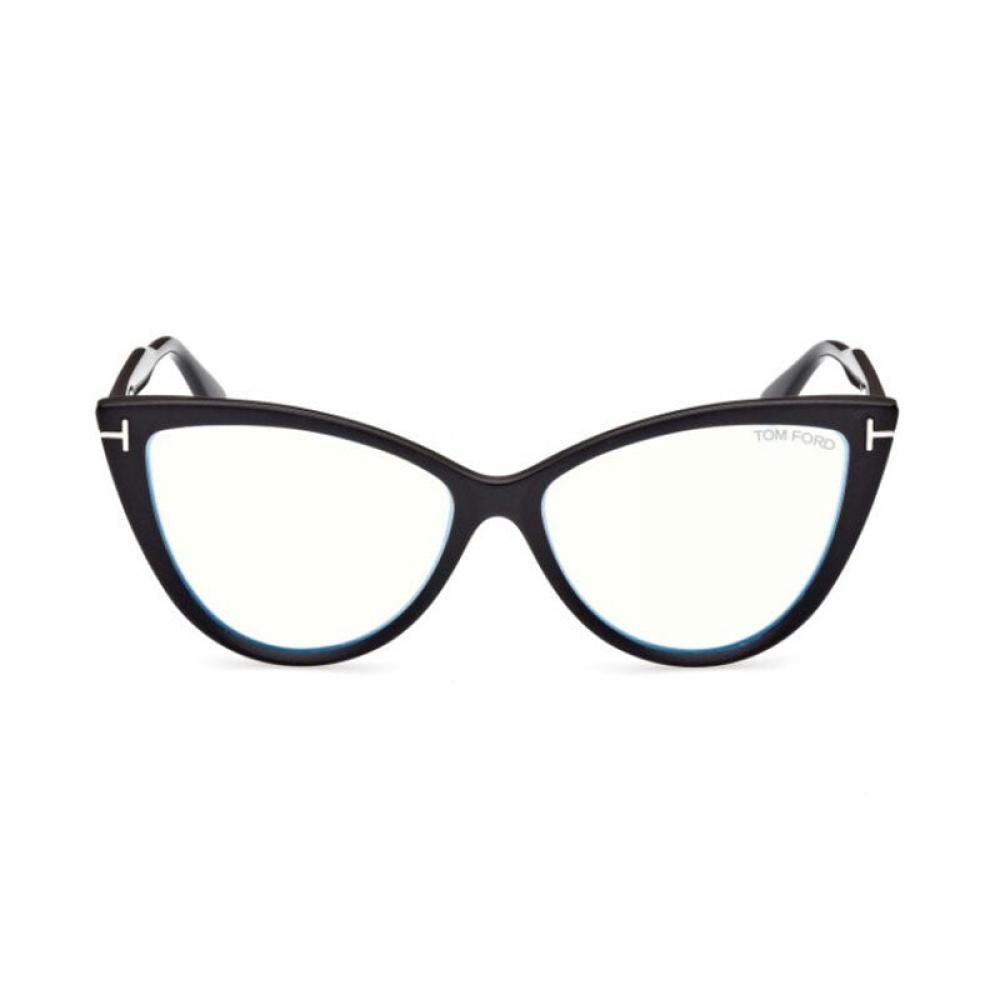 Tom Ford Eyeglasses Cat Eye Full Rim  Bordeaux Frame And Clear Blue Block Lenses Lens Ft5843 B074 Black