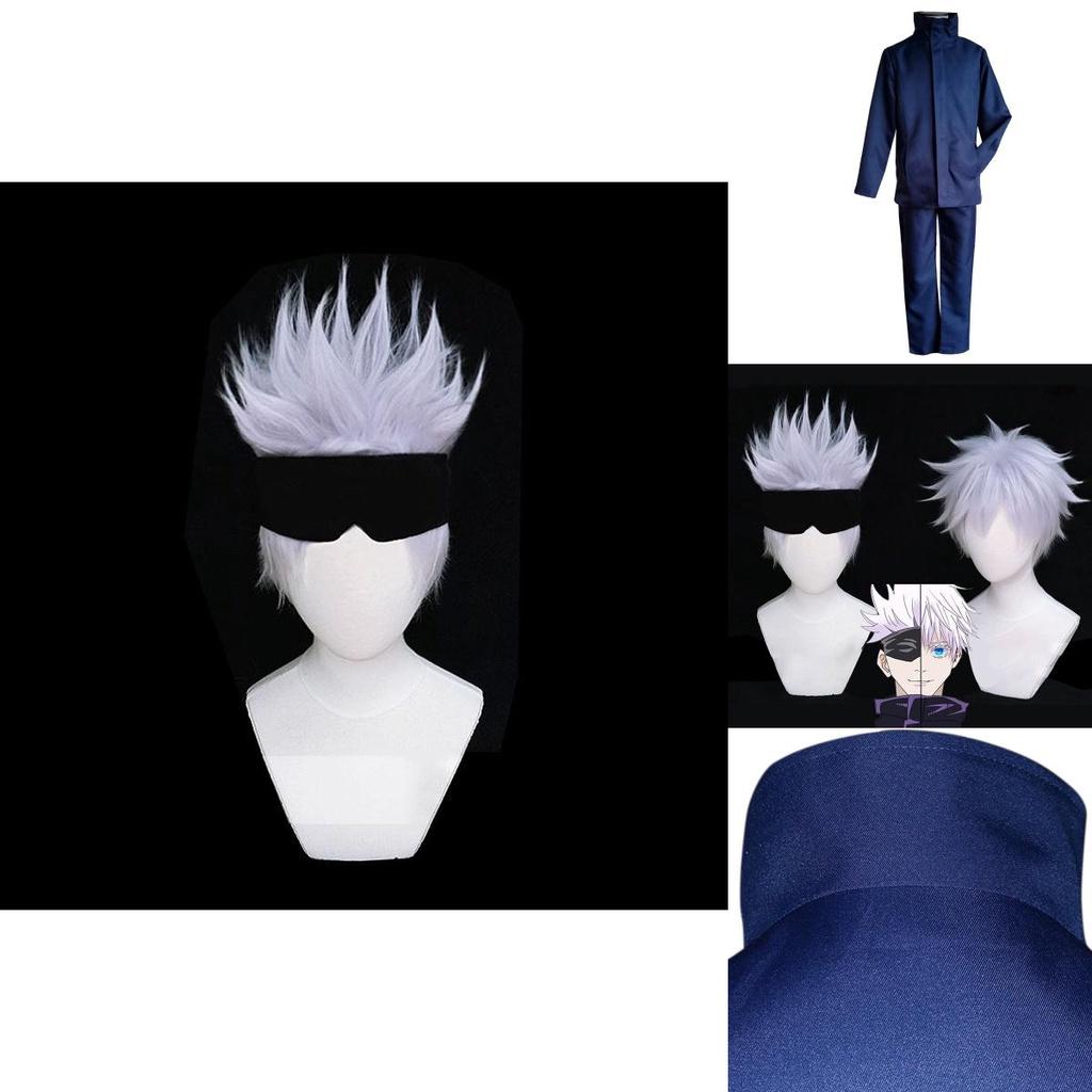 Authentic Jujutsu Kaisen Gojo Satoru Cosplay Costume Wig Men School Uniform Suit Outfit For Parties