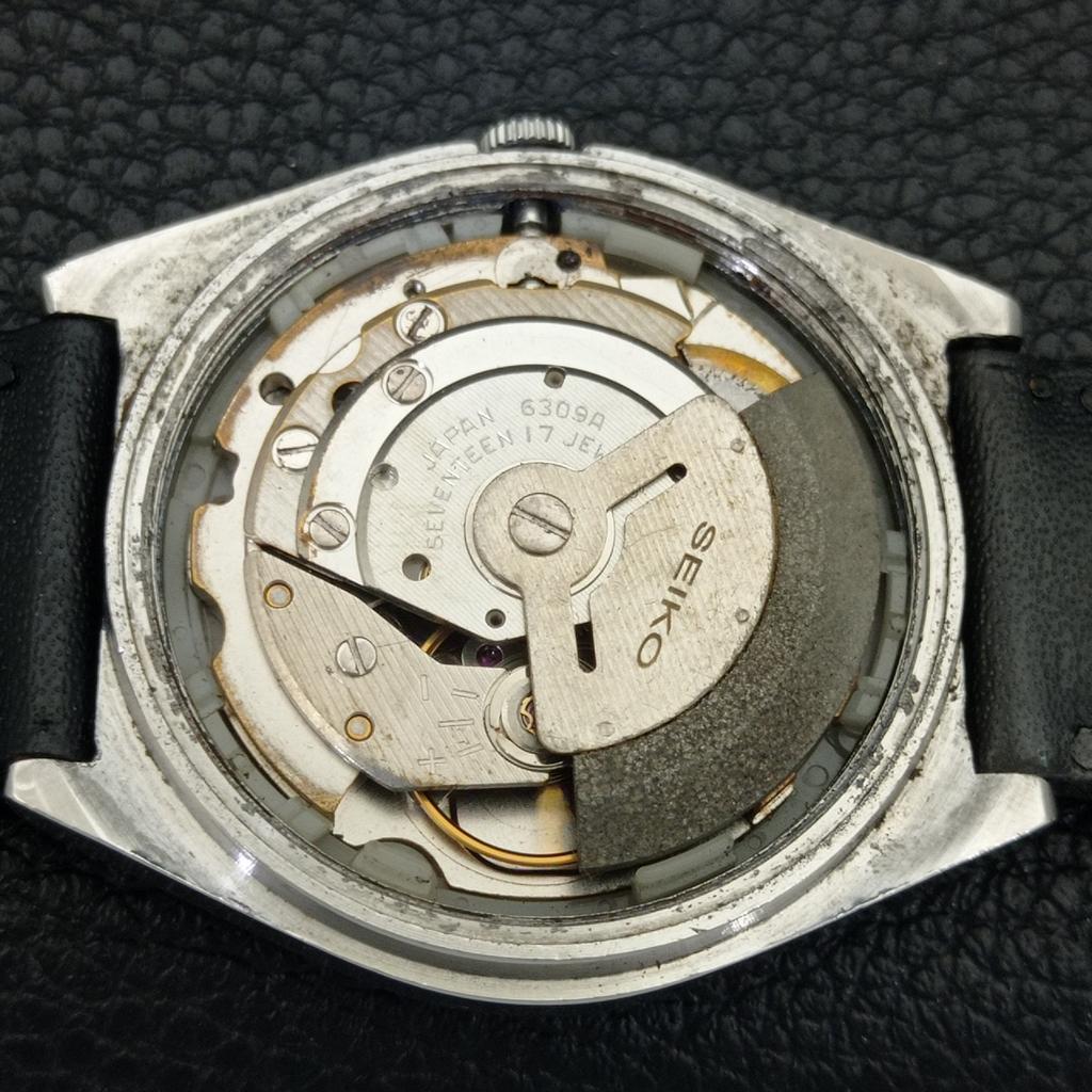VINTAGE SEIKO 5 AUTOMATIC JAPAN 6309A MENS BLACK COLOR DIAL WATCH a702734-1 R210-a702734