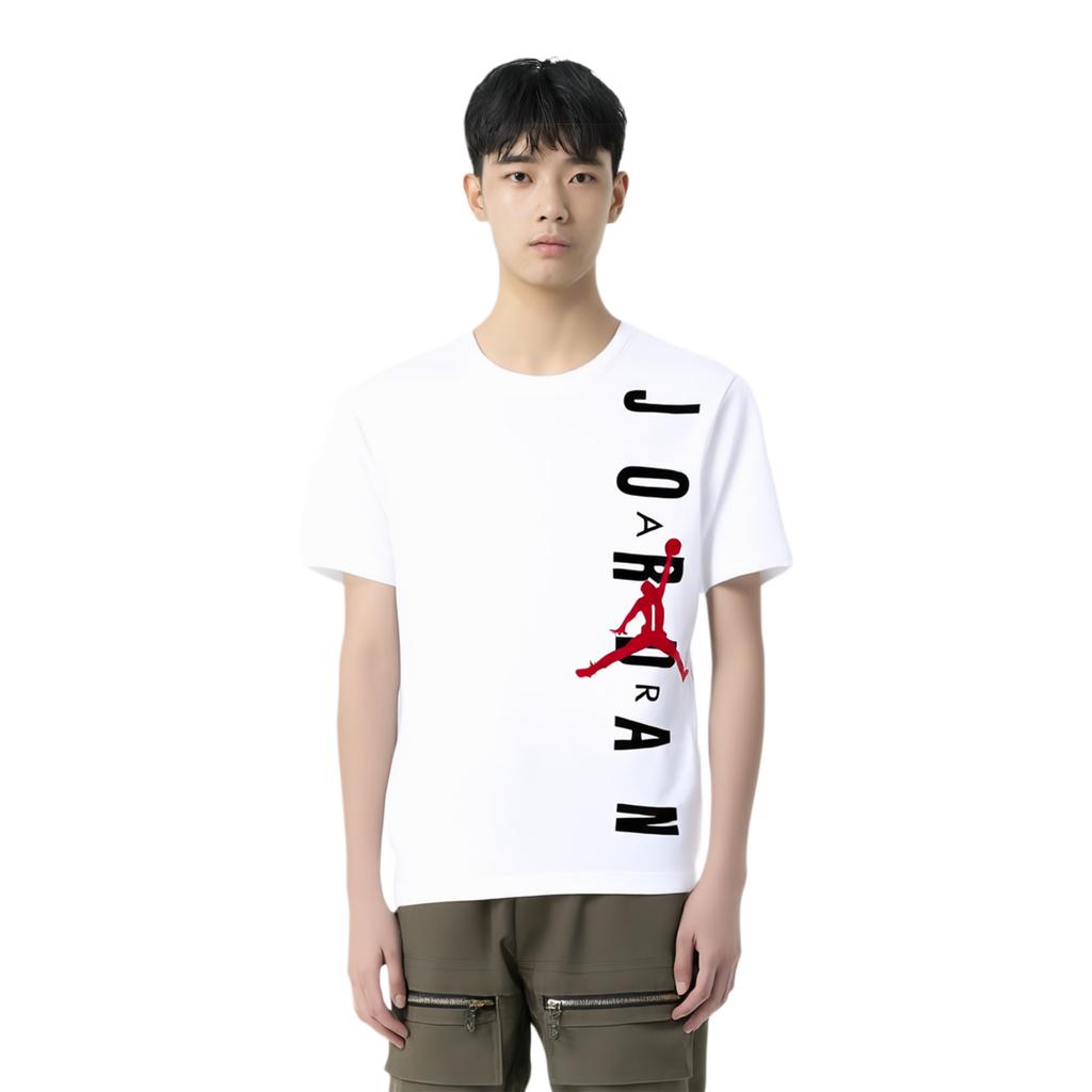 Jordan T Shirts Men's White Crew Neck Moderate Straight Fit CW0393-100