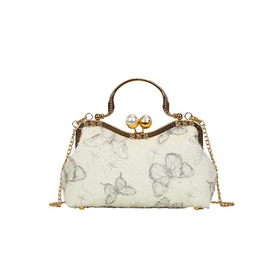 Chinese Style Butterfly Shoulder Bag Women Elegant Clip Handbag Retro Small Square Bag Wedding Party Chain Evening Clutch Purses