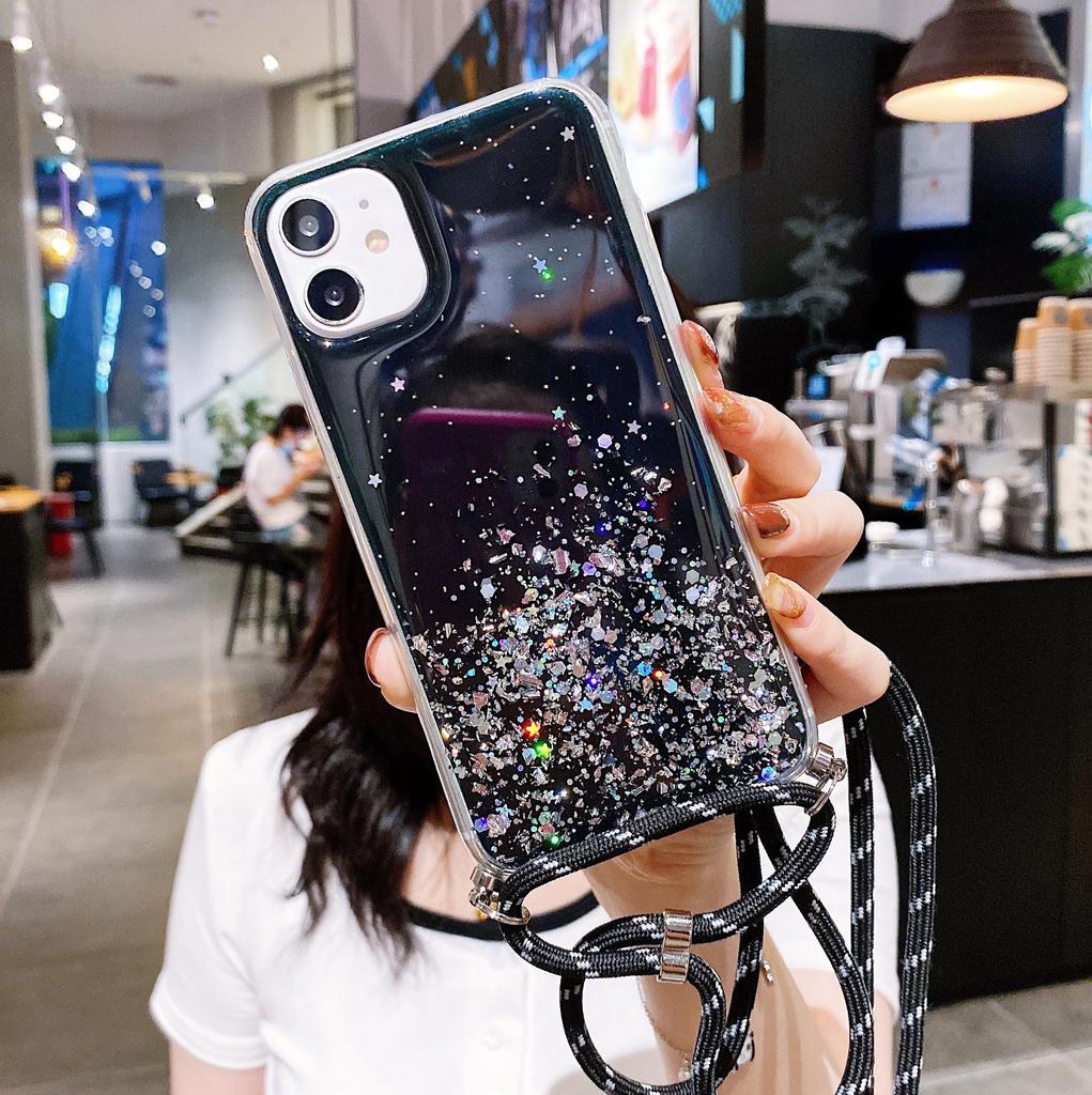 Applicable To Samsung S26U Protective Case S25U Mobile Phone Case S25 Gold Foil Epoxy A15 Diagonal Span Lanyard