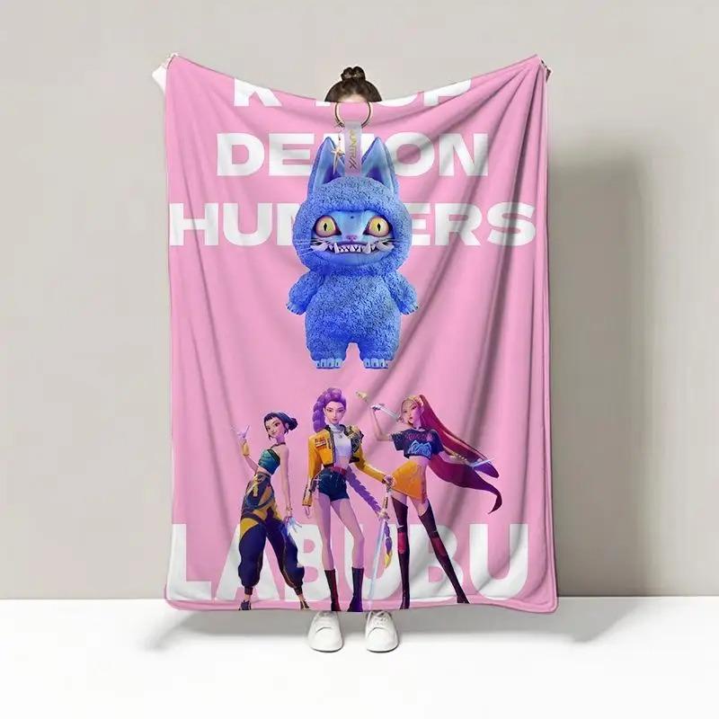 K-Pop D-emon H-unters Anime flannel blanket, soft and comfortable, suitable for home travel party gifts