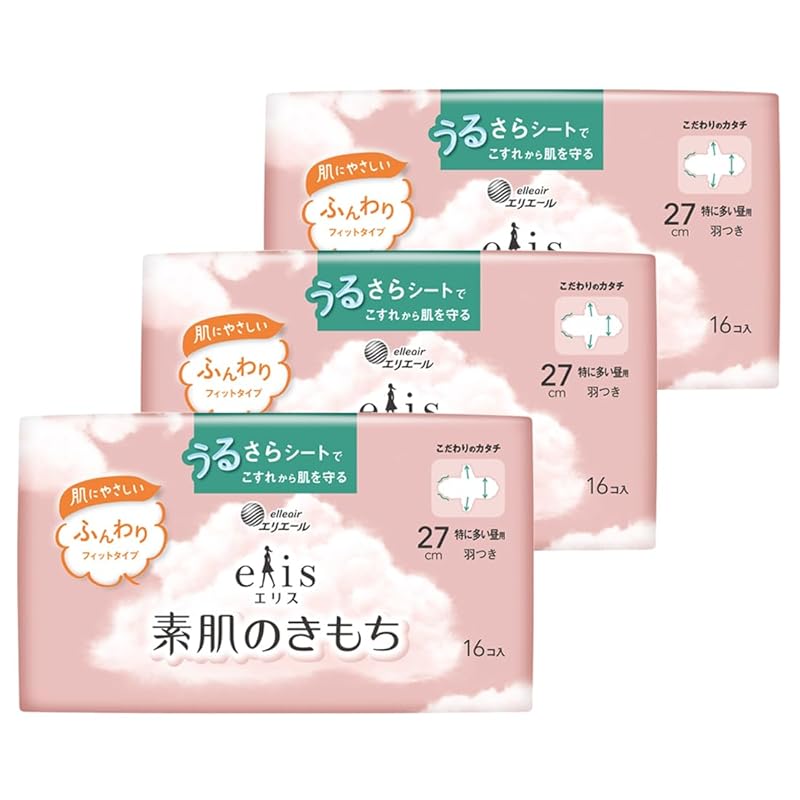 

Ellis Feeling of bare skin with wings 27cm (especially for daytime use) 48 sheets (16 sheets x 3 packs) [Bulk purchase]