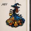 Handcrafted Witch Style Suncatcher Acrylic Suncatcher, Stained Glass Effect Window Car Hanging Ornament, Gothic Scary for Windows with Pumpkin Lantern