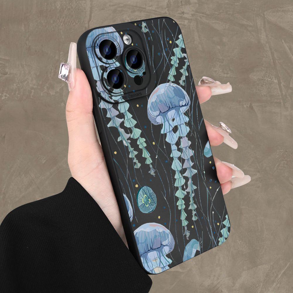 HOT Beautiful Ocean Blue Jellyfish iPhone Case For iPhone 16E 15 14 13 12 11 Pro Max XR XS MAX 7 8 PLUS MINI INS Silicagel Cover