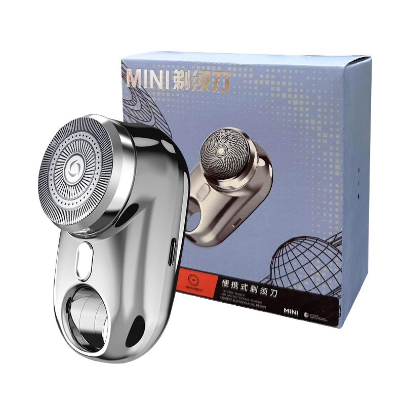 Mini Herren Reise Elektrorasierer mit Atmosphäre LED Lampe Tragbarer Wiederaufladbarer Kabelloser Elektrischer Gesichts- Bartrasierer Trimmer Klingen