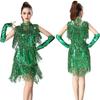 Latin Dance Skirt Sequined Tassel Dance Skirt Stage Performance Costume Party Dance Dress Dance Costume Competition Performance Costume