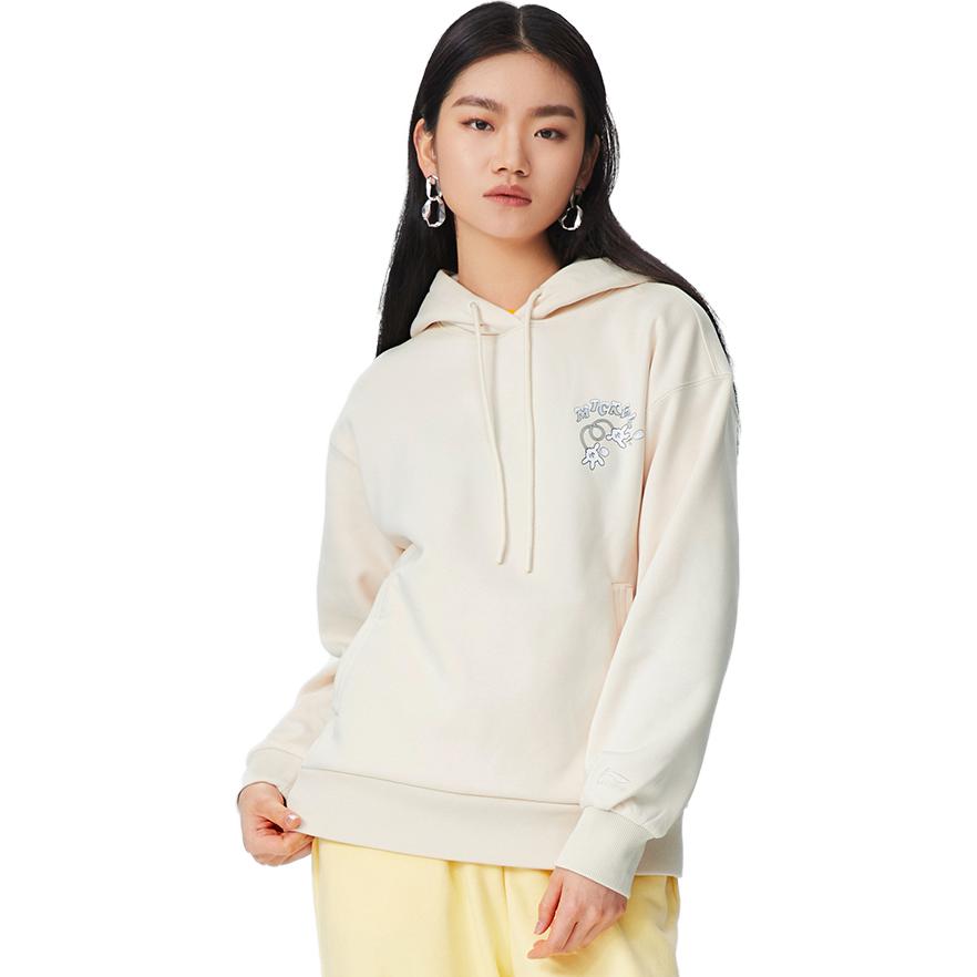 Li-Ning X Disney Co-Branded Sports Lifestyle Serie Plüsch Warmer Hoodie Damen Tops Beige AWDR690-7