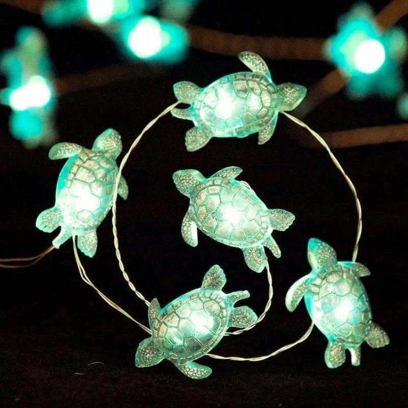 2M 20LED Sea Animals Turtle String Light Party Under The Sea Birthday Party Decoration Beach Theme Fairy Light for Home Indoor
