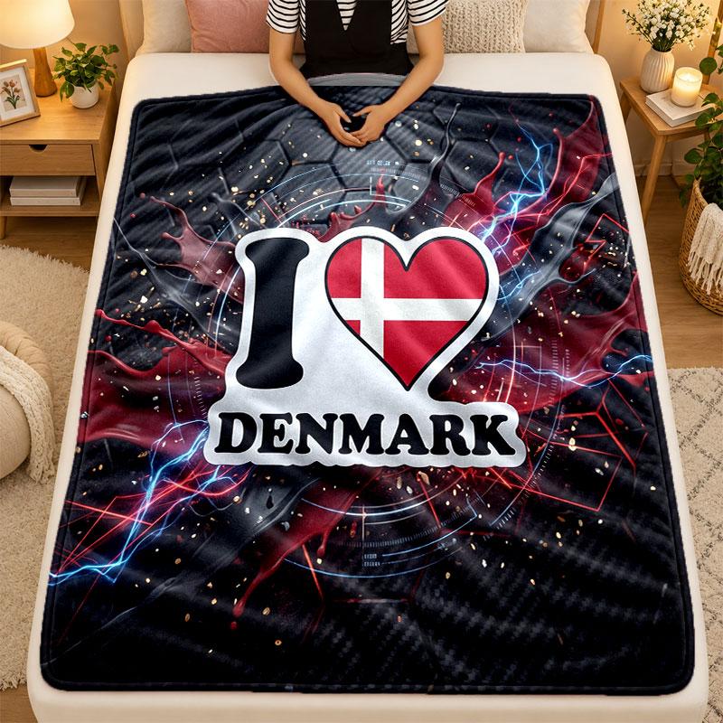 Flannel BlanketDenmark Football Warm Soft Throw Blanket for Indoor Sofa Bed Living Room Use