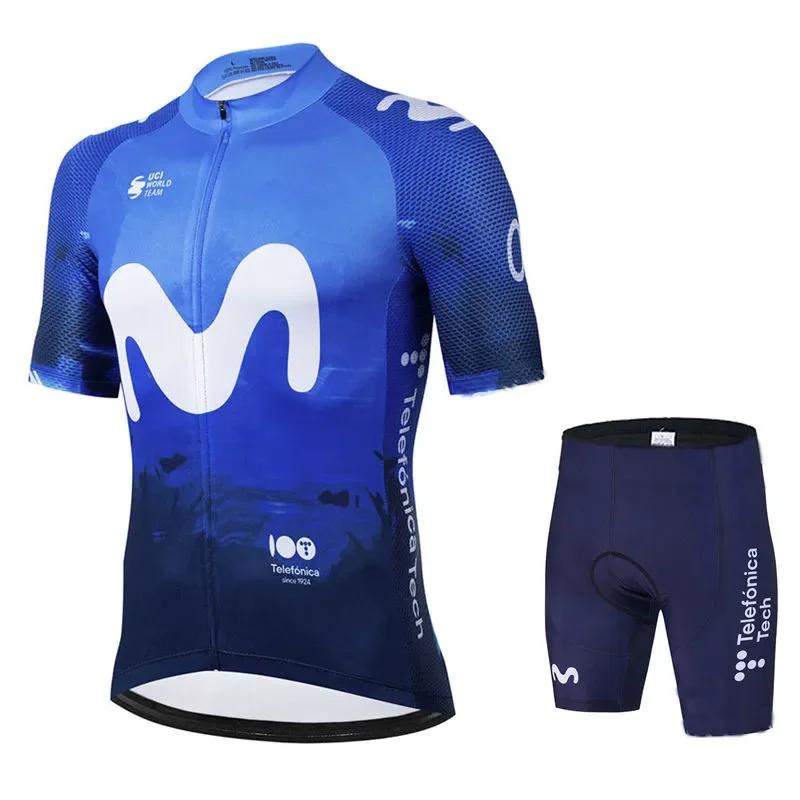 Movistar Pro Team Summer Cycling Jersey Suit Men's Breathable Mountain Bicycle Clothing Set Bike Mountain Maillot Ropa Ciclismo