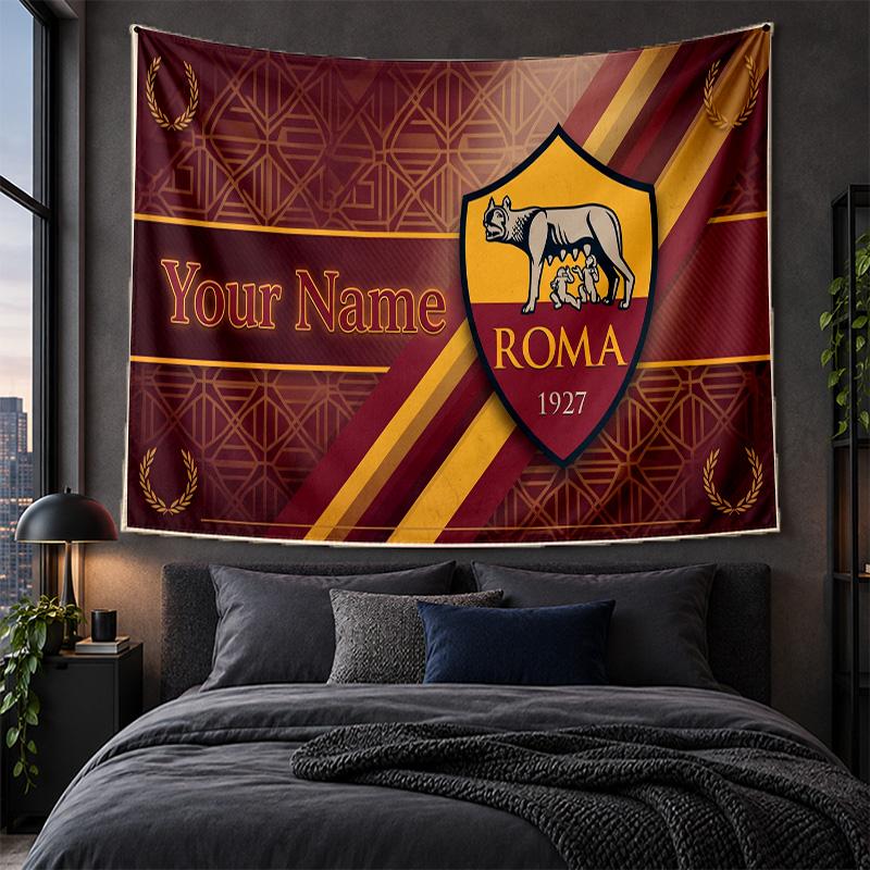 Arazzo Personalizzato da Appendere alla Parete Tessuto Artistico Sfondo con Motivo AS Roma FC