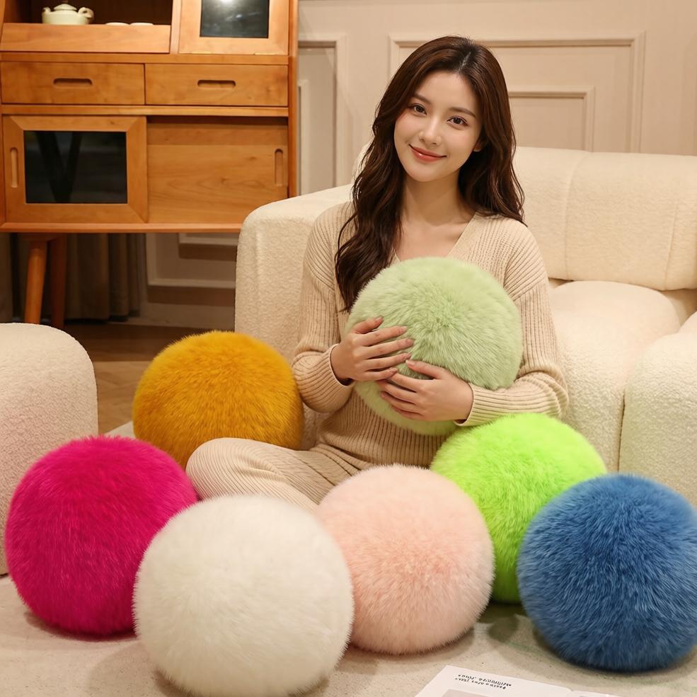 30x30cm Fluffy Ball Plush Toy Colorful Sport Indoor Interactive Plushie Back Support Cushion Birthday Gift
