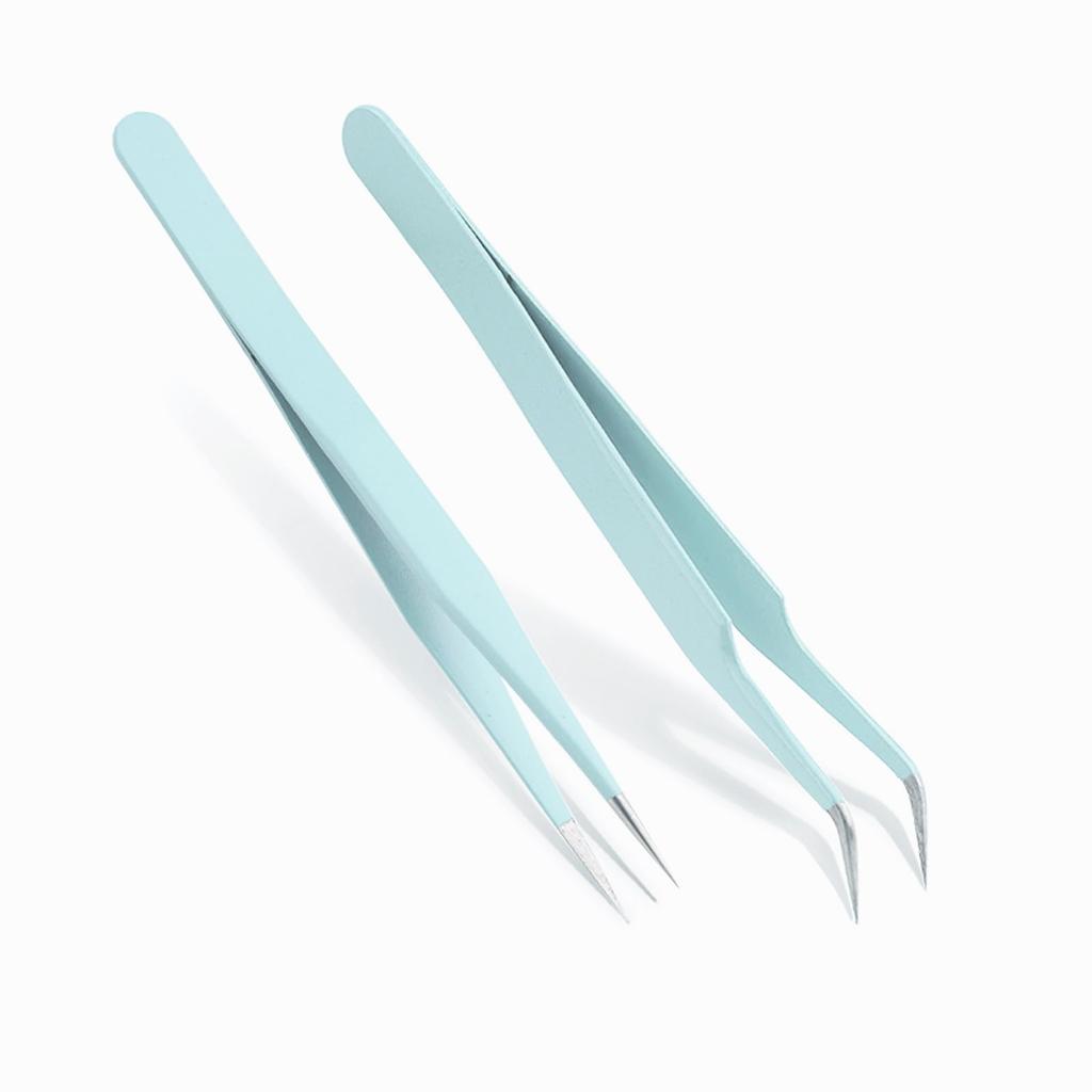 LIANHATA Precision Stainless Steel Tweezers with Perfect for DIY Crafting Tsumami False Plastic and More 2-Piece Caps, Crafts, Zaiku, Eyelashes,