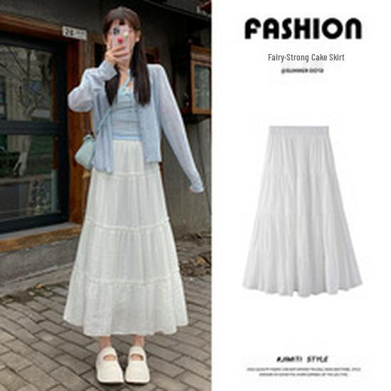 2025 Spring/Summer Women's High Waist Sweet Puff Double Layer Lace Skirt