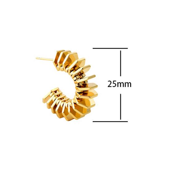 2026 Avant-Garde Heavy Metal Scale Stud Earrings - Unique C-Shaped Radiating Geometric Earrings for Women Industrial Style Jewelry