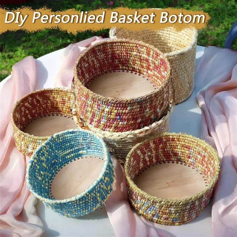 Latests Models Crochet Basket Base Poplar Plywood Unfinished Blank Cross Stitch Carved Hand-Woven DIY Craft Basket Wooden Bottom