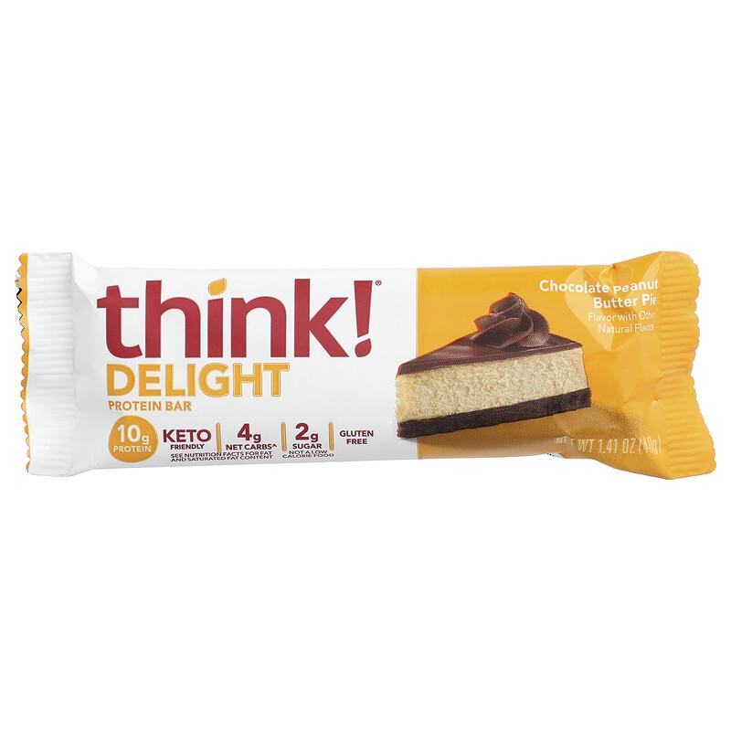 Delight Protein Bar, Chocolate Peanut Butter Pie, 5 Bars, 1.41 Oz (40 G) Each