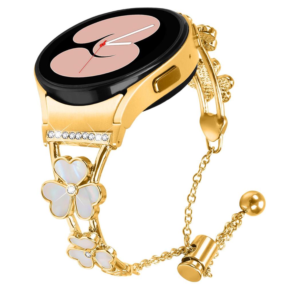 Seamless Metal Strap Heart Clover Bracelet for Samsung Watch 6 Classic/7