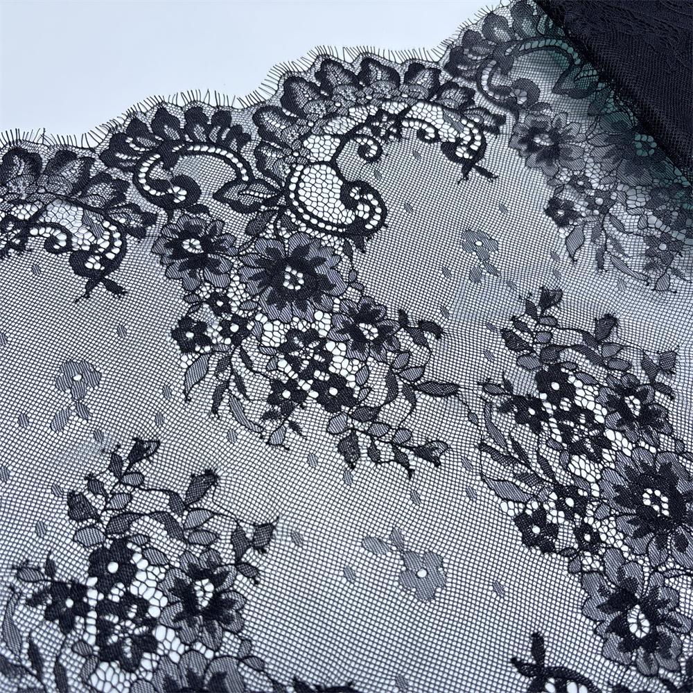 ( 2 Colors ) French Chantilly Lace, 2.8m X 41cm, Non-stretch Eyelash Lace Fabric for Wedding, Lingerie, Dress, Garment, Sewing & Crafting