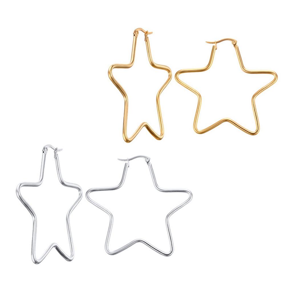 Fashionable Star Shaped Earrings Modern Gold or Steel Star Earrings Charm Perfect For Adding Flair To Any Outfit