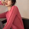 2KWEIRD Korean Fashion Ribbed T-shirts Sexy Slim Long Sleeve Tshirts Chic Streetwear Kpop Designer Clothes Solid Tight Tops Y2k