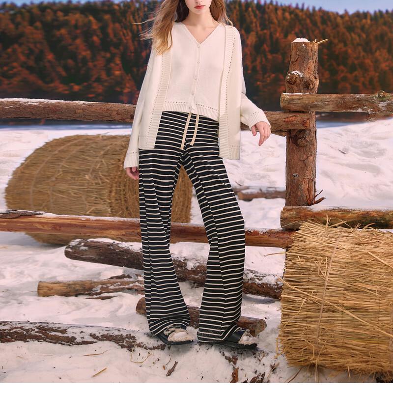 

Sancai Women s 2025 Winter Striped Straight Leg Pants XL