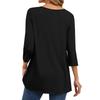Women's Tops V Neck Three-quarter Sleeve Striped Pleated Casual Summer Fashion Shirt Tops
