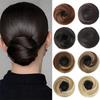 Straight Texture Clip In Hair Bun Circle Elastic Clips Donut Updo Updo Styles